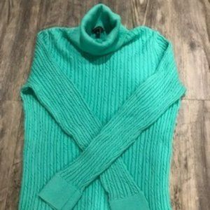 Talbots Turtleneck Sweater Ribbed Sz Med Aqua Green
